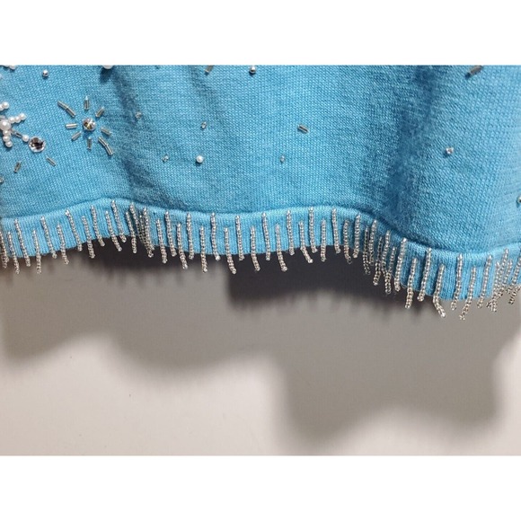 Berek by Takako Sakon XL Button Down Light Blue Sequins Beaded Cardigan Sweater - Picture 10 of 13